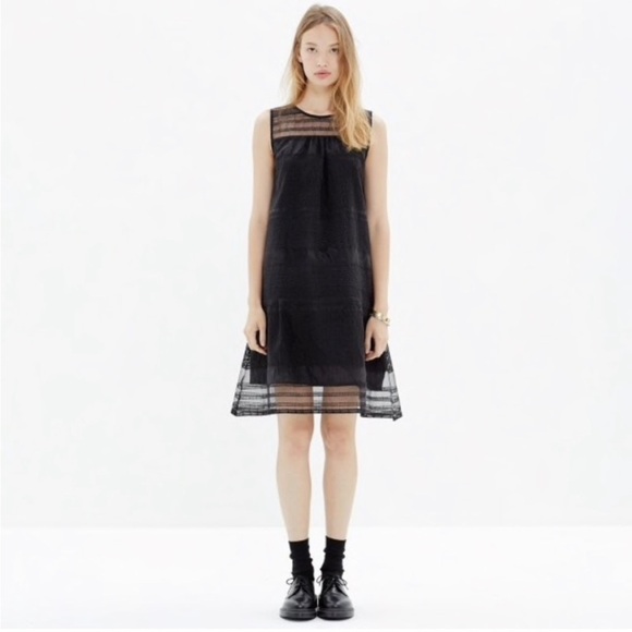 NWT Madewell Sleeveless Dusk Sheer Embroidered Black Dress Sz 2 (XS) - Picture 1 of 8